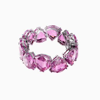 Millenia bracelet, Triangle cut crystals, Pink, Rhodium plated